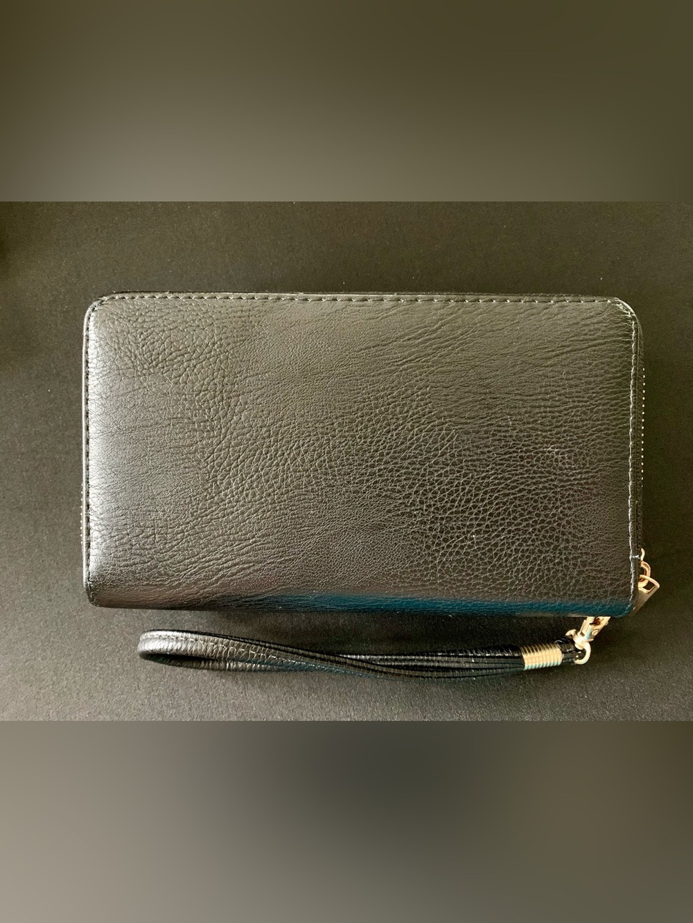 Black Studded Wristlet Clutch with Gold Accent - Picture 7 of 7